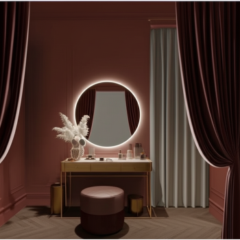 Halo Luxe Round LED Mirror with Wall Glow for Bathrooms 4