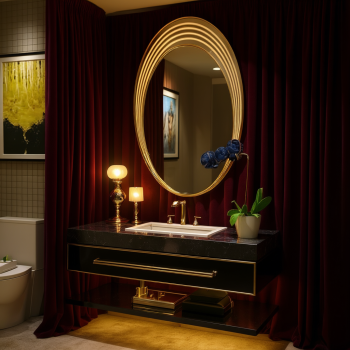 Illuminated Oval LED Mirror with Triple Ring Halo Glow 3