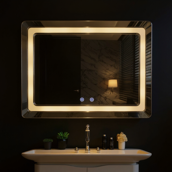 LumaTouch Dual Control LED Mirror – Sleek Rectangular Bathroom Mirror 1