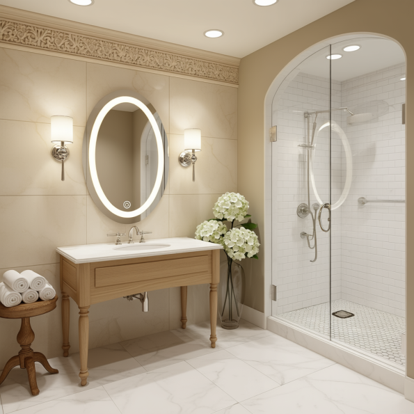 Modern Designed LED Oval Bathroom Mirror 2