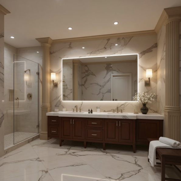 Luxury Backlit Mirror with Frosted Frame and Touch Sensor 1