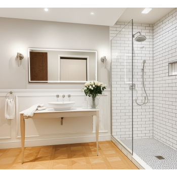 Ultra-Wide LED Bathroom Mirror with Soft Glow Frame 3