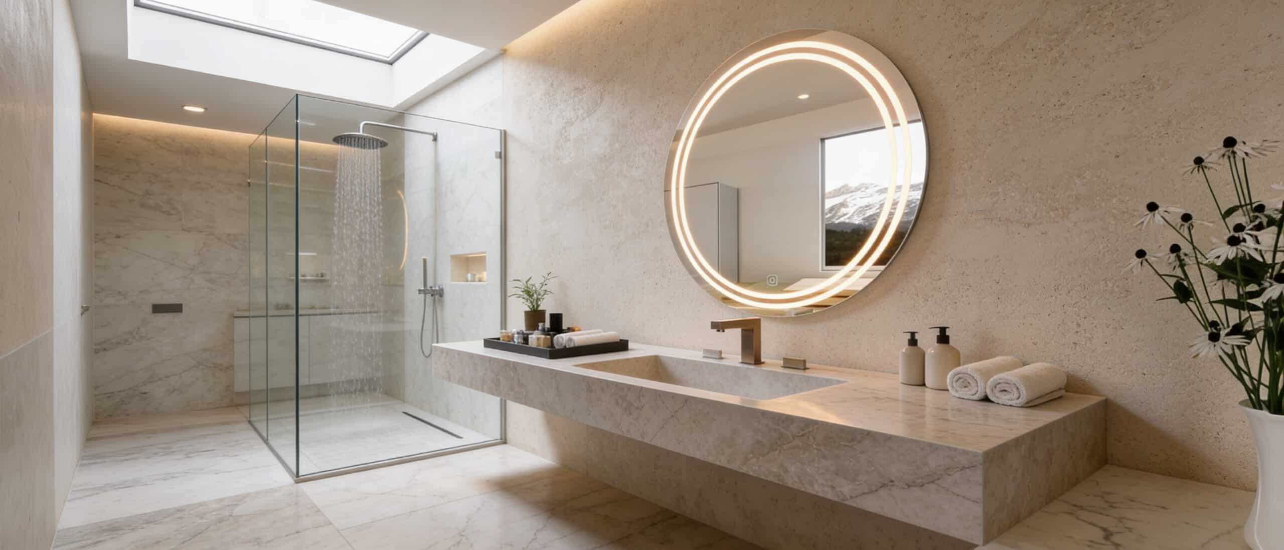 Premium Round LED Bathroom Mirror with Dual Ring Lighting