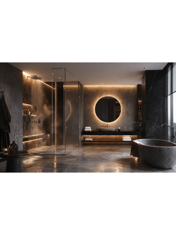 Luxury Round LED Mirror with Ambient Backlight for Modern Bathrooms