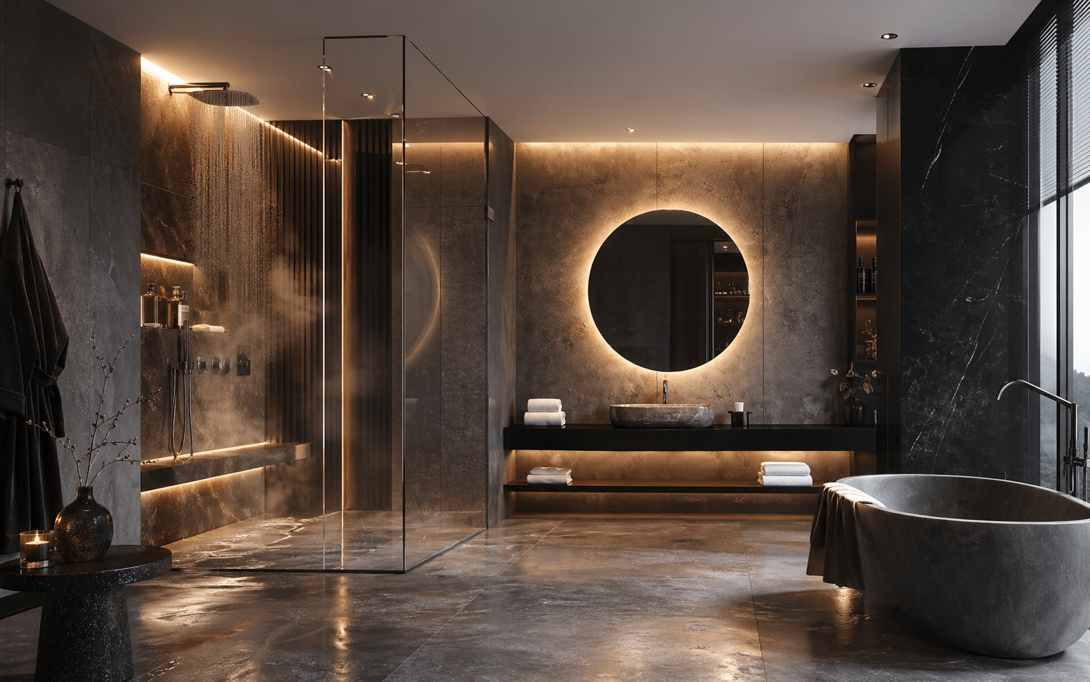 Luxury Round LED Mirror with Ambient Backlight for Modern Bathrooms