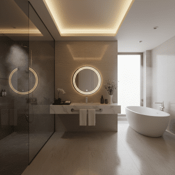 Double Ring Round LED Mirror with Anti-Fog & Touch Sensor