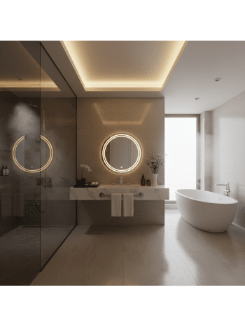 Double Ring Round LED Mirror with Anti-Fog & Touch Sensor