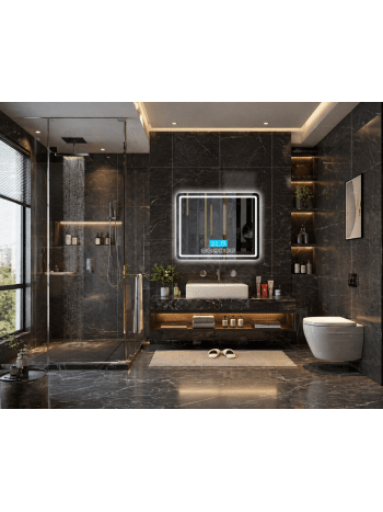 Luxury Smart LED Bathroom Mirror with Display & Anti-Fog – Modern vanity Mirror