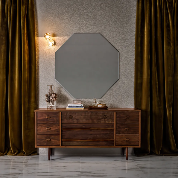 Geometric Luxe Mirror – Octagon Wall Mirror for Modern Living Spaces 3