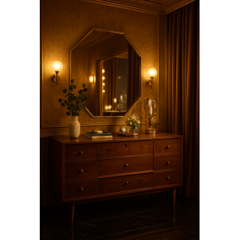 Geometric Luxe Mirror – Octagon Wall Mirror for Modern Living Spaces 2