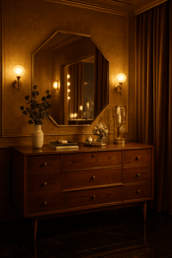 Geometric Luxe Mirror – Octagon Wall Mirror for Modern Living Spaces 2