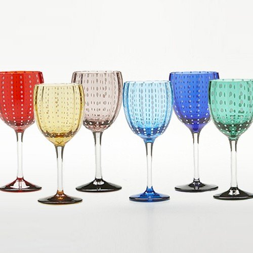 modern colored glass wine glass, set of 6.