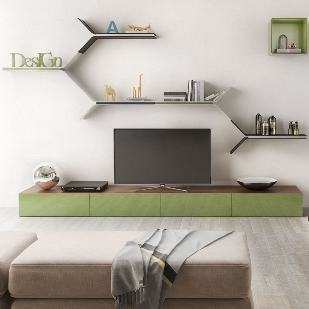 modern storage shelves for living room.