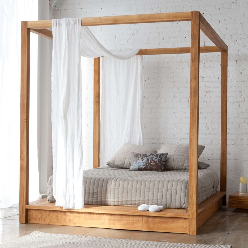 modern wood canopy bed.