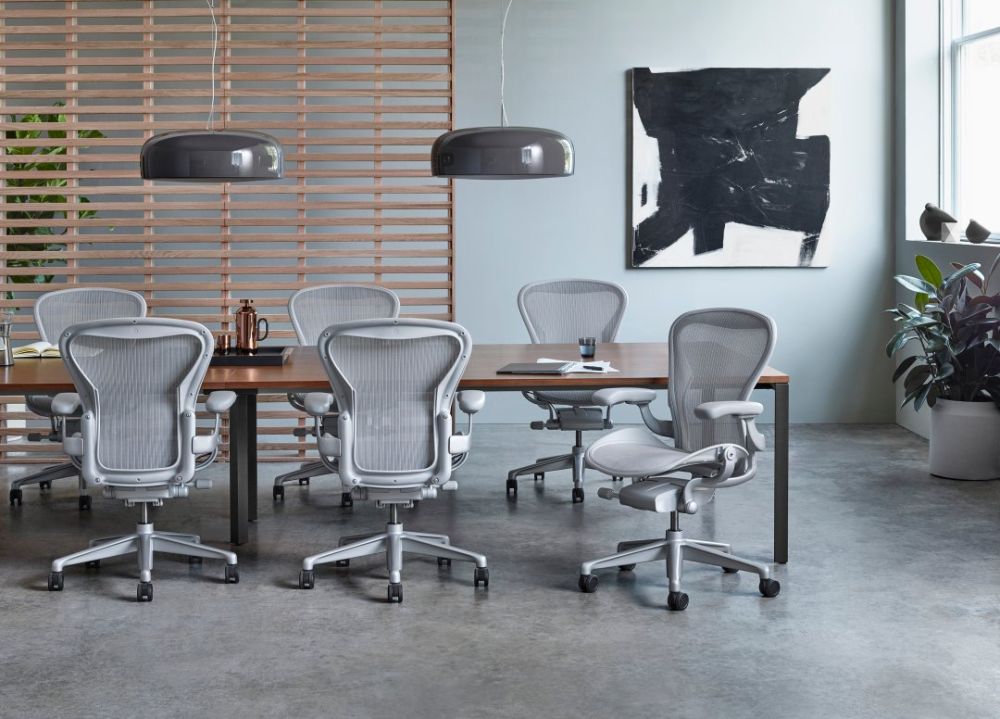 modern office space with herman miler aeron chairs.