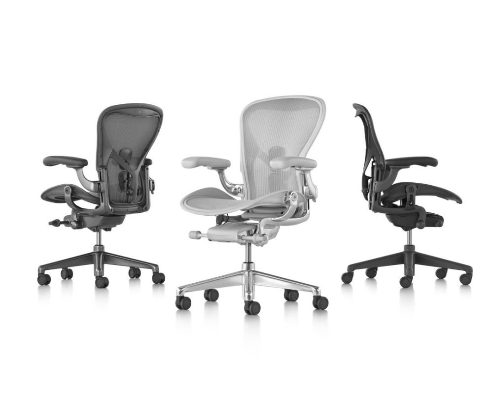 Modern Aeron office chair in three colors.