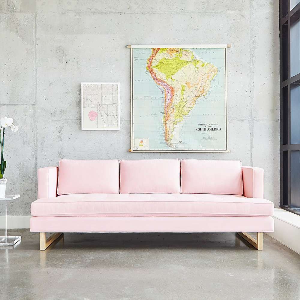 modern pink sofa.