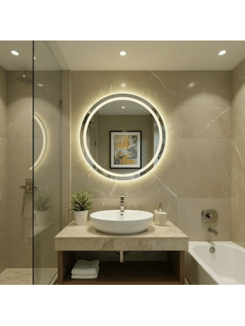 Amazing LED mirror Circle wall hanging washroom makeup mirror with Dimmer touch switch 5
