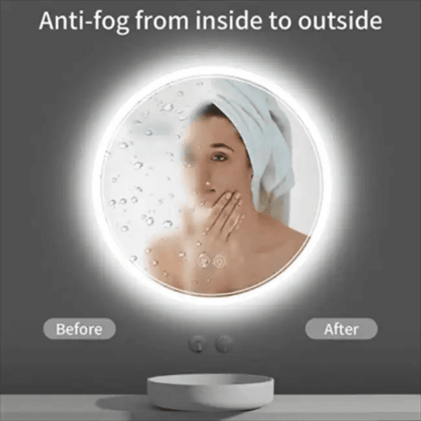 Smart LED Round Mirror with Digital Display for Stylish Bathrooms