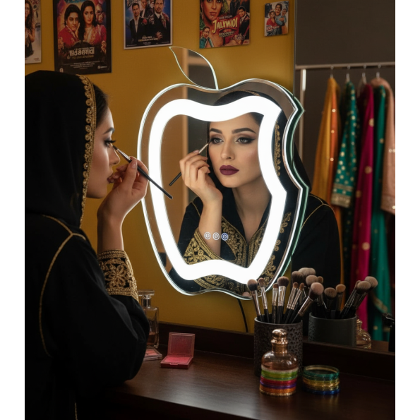 AppleGlow™ Apple Shape LED Mirror India – Curved Contour Mirror with Glow Light & Touch Sensor 2