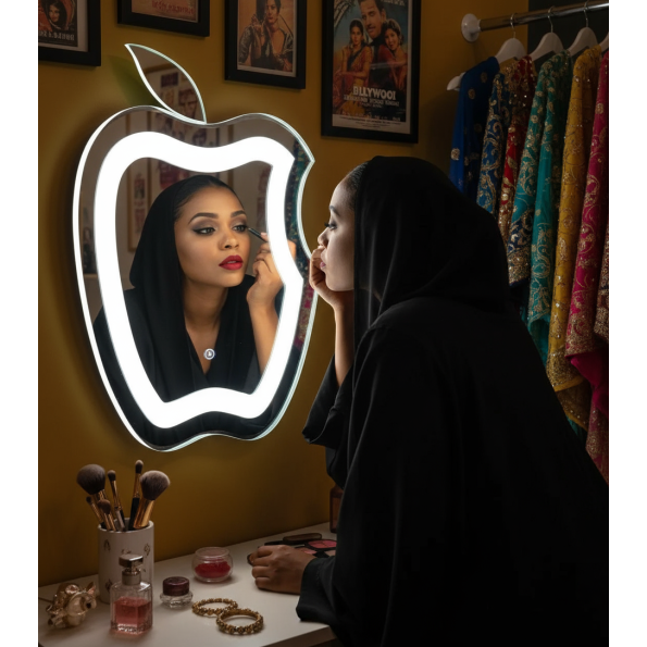 AppleGlow™ Apple Shape LED Mirror India – Curved Contour Mirror with Glow Light & Touch Sensor 1