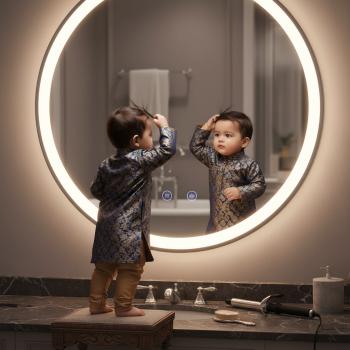 Circular LED Mirror | Modern Frameless Design with Bright Illumination 4