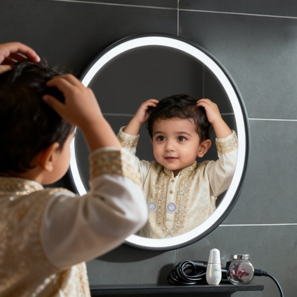 Circular LED Mirror | Modern Frameless Design with Bright Illumination 3