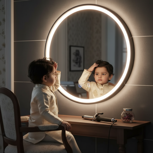Circular LED Mirror | Modern Frameless Design with Bright Illumination 2