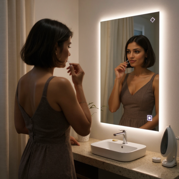 Dimmable LED Bathroom Mirror with Anti-Fog Defogger – Modern and Stylish with Adjustable Lighting 1