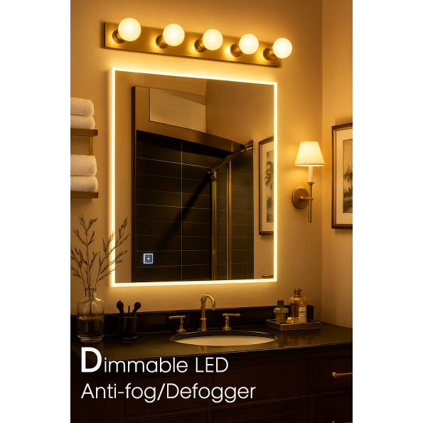 Dimmable LED Bathroom Mirror with Anti-Fog Defogger – Modern and Stylish with Adjustable Lighting 3