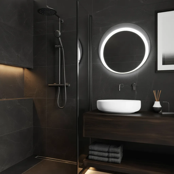 New style wall mounted large round vanity mirror magic android barber shop mirror led bath mirrors for salon mall 1