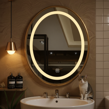 Oval LED Mirror with Soft Backlighting