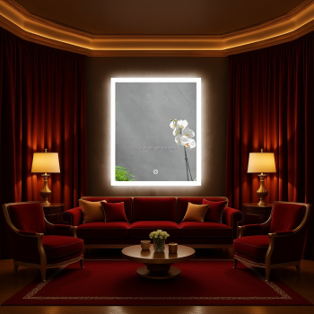 Rectangular LED Bathroom Mirror with Backlit Frame – Modern Design with Touch Control 1