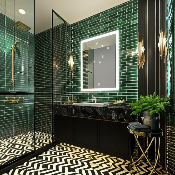 Rectangular LED Bathroom Mirror with Backlit Frame – Modern Design with Touch Control 2