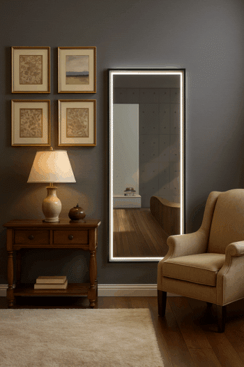 Rectangular LED Dressing Mirror with Backlit Frame – Modern and Slim Design for Stylish Spaces 3