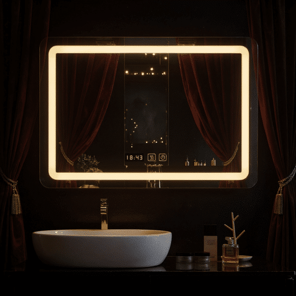 Rectangular LED Mirror with Digital Time and Control Display | Modern Bathroom Mirror 1