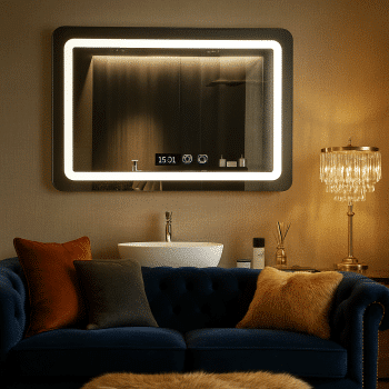 Rectangular LED Mirror with Digital Time and Control Display | Modern Bathroom Mirror 4