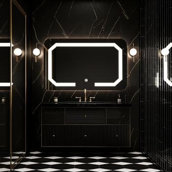 Rectangular LED Mirror with Geometric Backlighting | Modern Bathroom Mirror 3