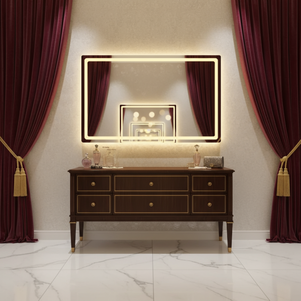 Rectangular LED Mirror with Soft Gold Backlighting | Modern Bathroom Mirror 4
