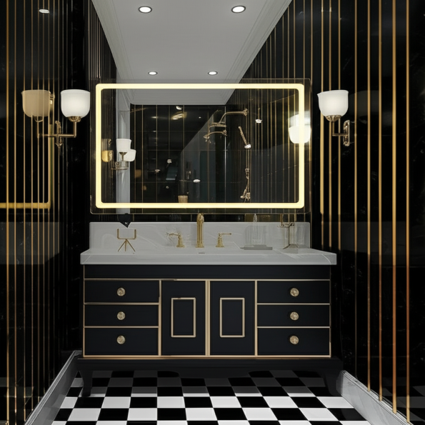 Rectangular LED Mirror with Soft Gold Backlighting | Modern Bathroom Mirror 2