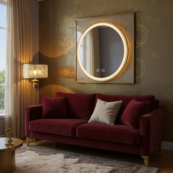 Round LED Bathroom Mirror with Touch Control – Modern Design with Backlit LED Frame 3