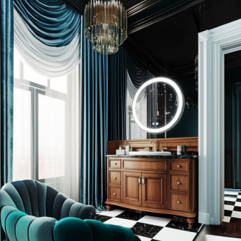 Round LED Bathroom Mirror with Touch Control – Modern Design with Backlit LED Frame 2