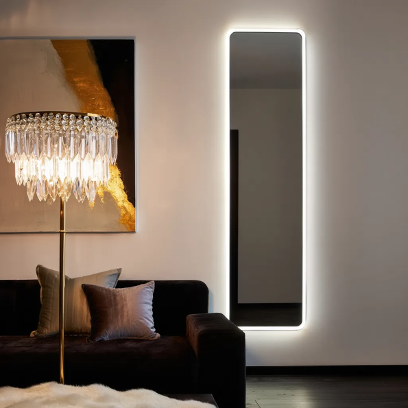 Tall LED Bathroom Mirror – Modern Rectangular Mirror with Backlit LED Lighting 4