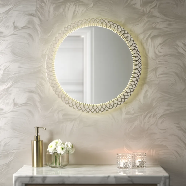 Mirror with Intricate Pattern and Touch Sensor 2