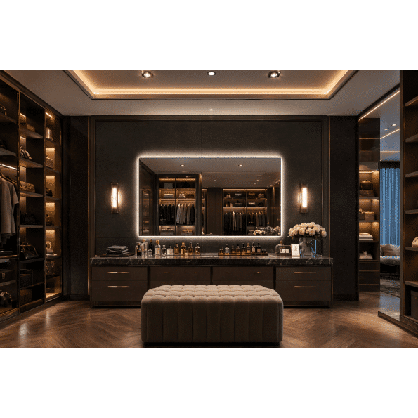 Luxury Walk-In Wardrobe LED Mirror with Backlit Vanity Lighting