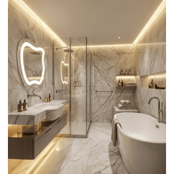 Abstract LED Mirror for Modern Bathroom Interiors