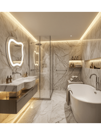 Abstract LED Mirror for Modern Bathroom Interiors