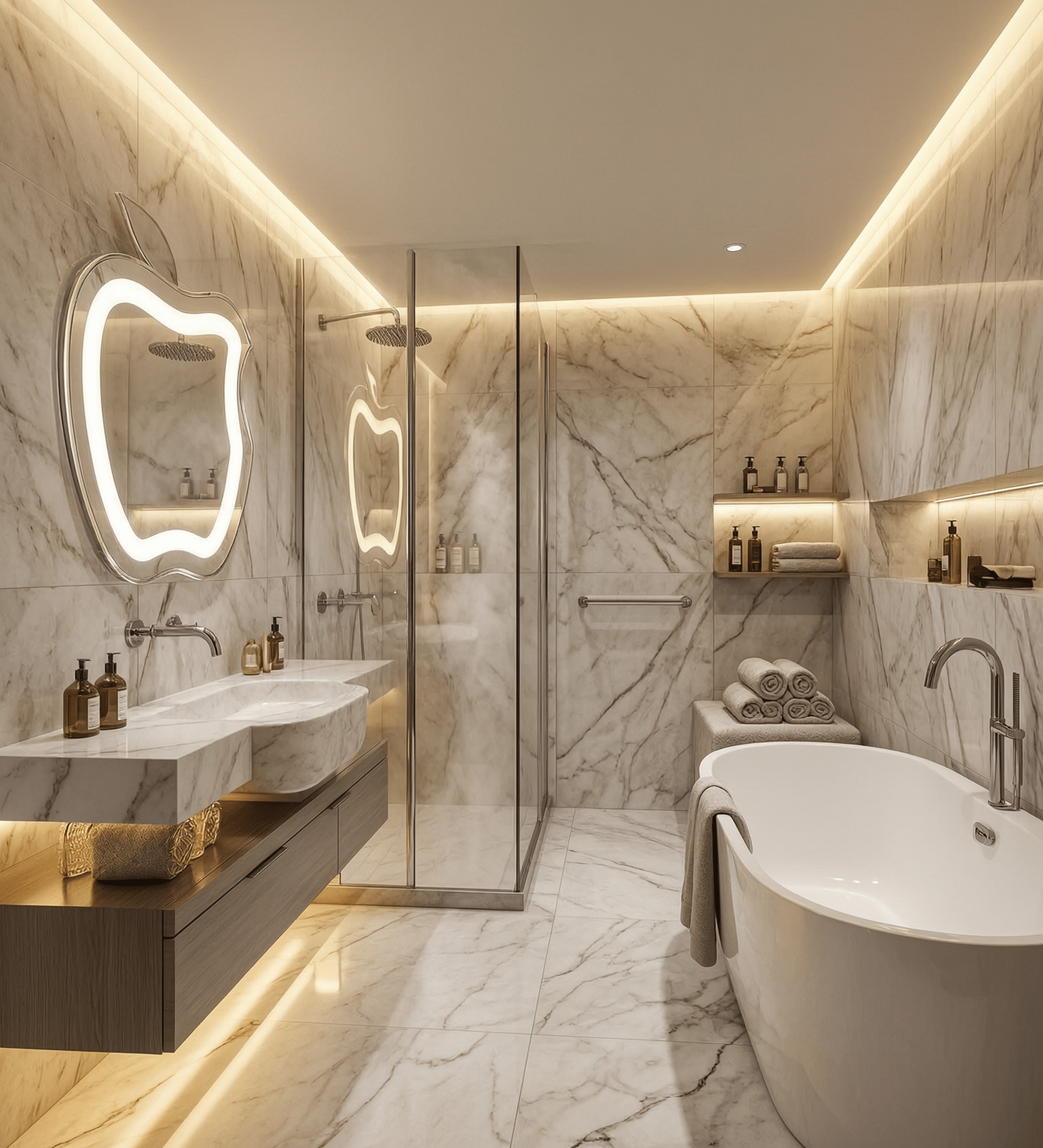 Abstract LED Mirror for Modern Bathroom Interiors