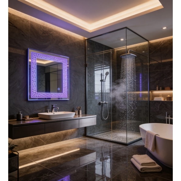 Decorative LED Mirror with Modern Pattern Glow