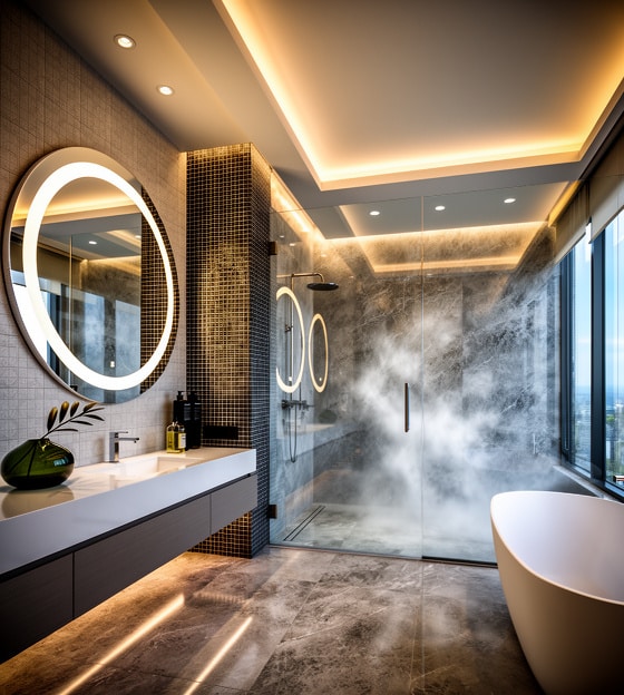 emium Circular LED Mirror with Ambient Lighting